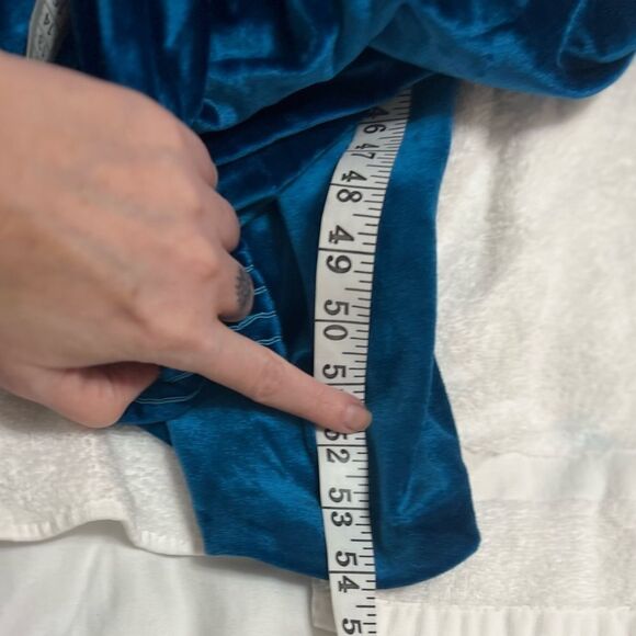 Vintage 70's Tom Bezduda For Barad & Co. Night Gown/Kaftan Large Blue Velour - Picture 12 of 12